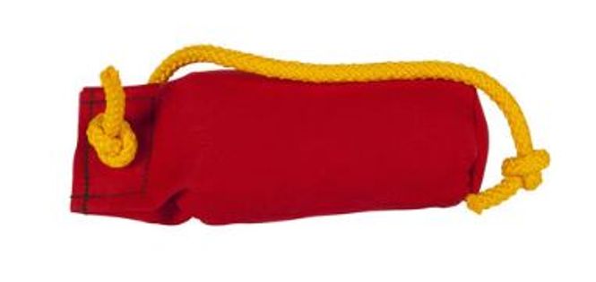 Huvudbild Tygdummy Ca 250 g Röd Rephandtag Totallängd utan handtag ca 19 cm Diameter ca 6 cm